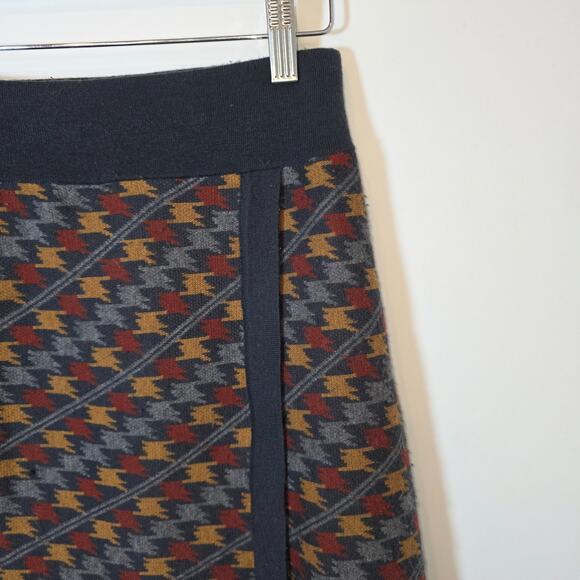 Title Nine Skirt Merino Wool Blend Knit Houndstooth Brown Size XS Casual Preppy - Picture 3 of 9